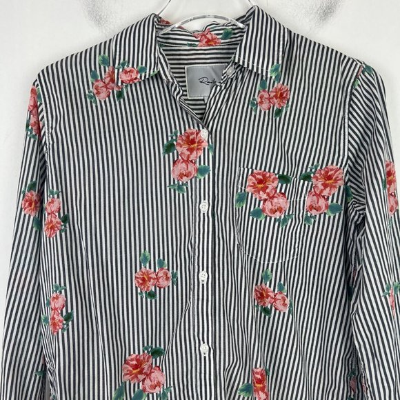 Rails Taylor Floral Stripe Shirt Buttondown Long Sleeves Size XS L2769 - Picture 3 of 10